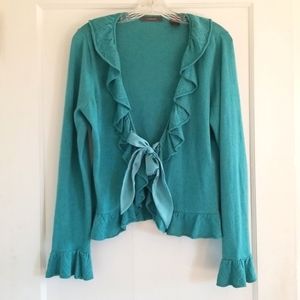 Pointelle Tie-Front Cardigan - Liz Claiborne, VGUC
